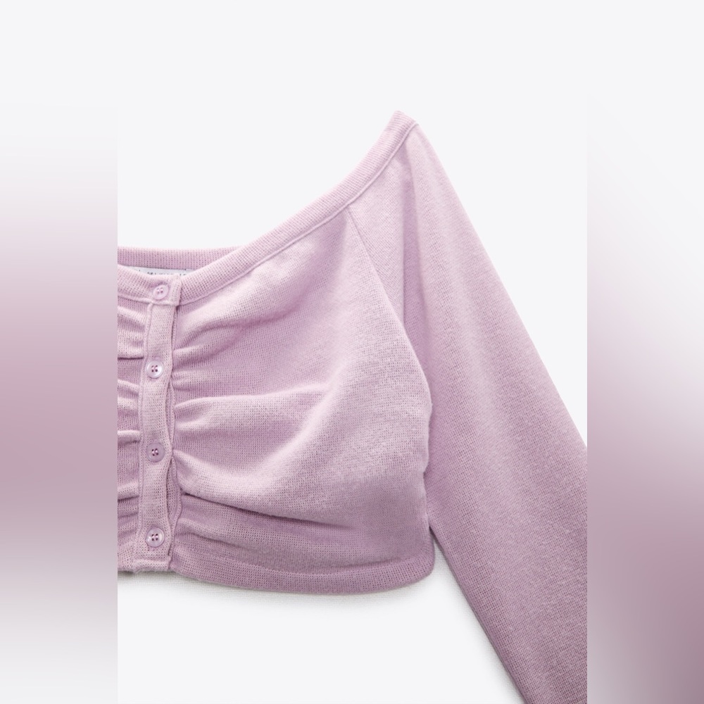 Zara Soft Cropped Ruched Cardigan - Picture 5 of 10
